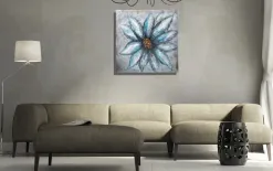 Witek Home Obraz 100x100 cm Niebieski Kwiat Hot