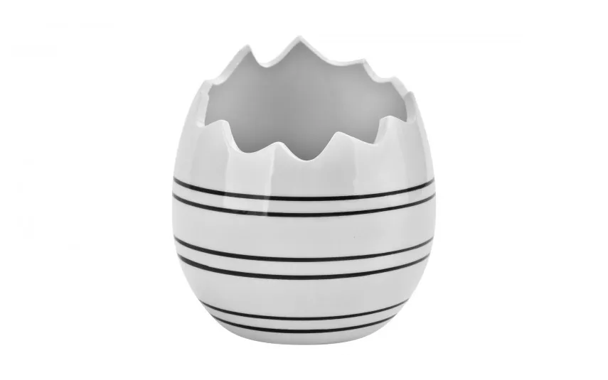 Art-Pol Ozdoba ceramiczna osłonka skorupka jajka w paski Discount