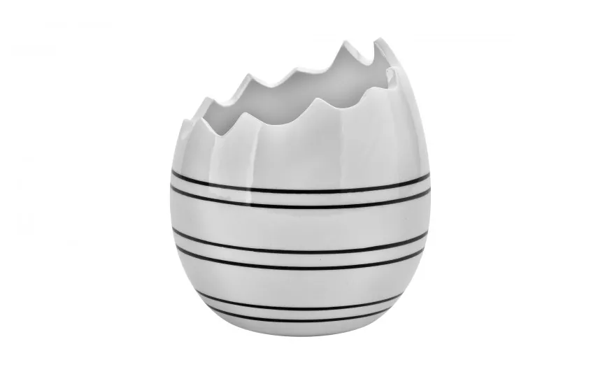 Art-Pol Ozdoba ceramiczna osłonka skorupka jajka w paski Discount