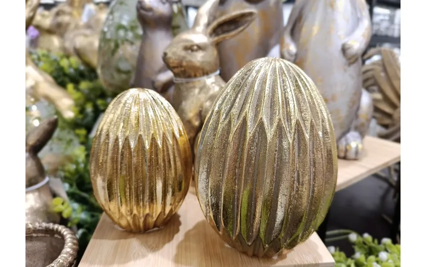 Art-Pol Ozdoba jajko złote karbowane 11,5 cm Sale