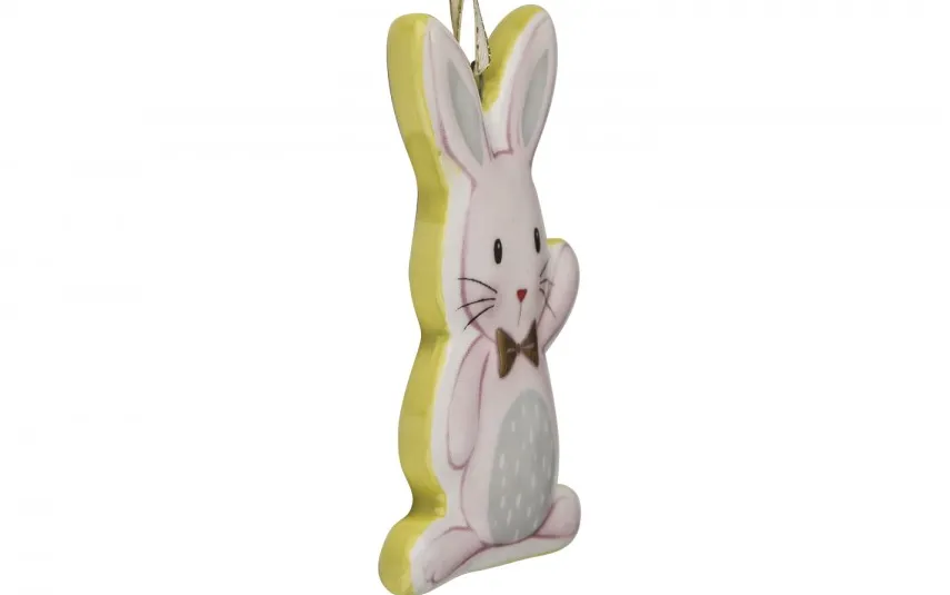 Witek Home Ozdoba wielkanocna Zając z muszką zawieszka ceramiczna Clearance