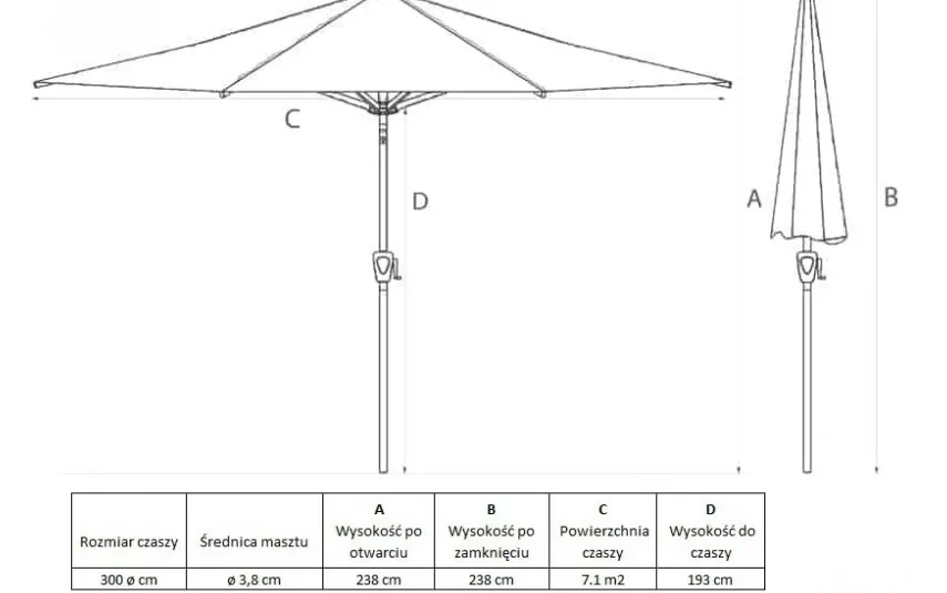 Platinum Parasol ogrodowy Riva Premium 3M Havanna 7104Q Outlet