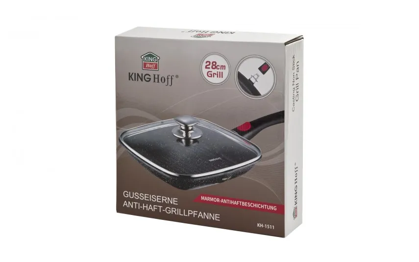KingHoff Patelnia grillowa 28 cm z pokrywą KH-1511 Outlet
