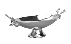 Ewax Patera dekoracyjna z Reniferami srebrna metalowa 45 cm Outlet