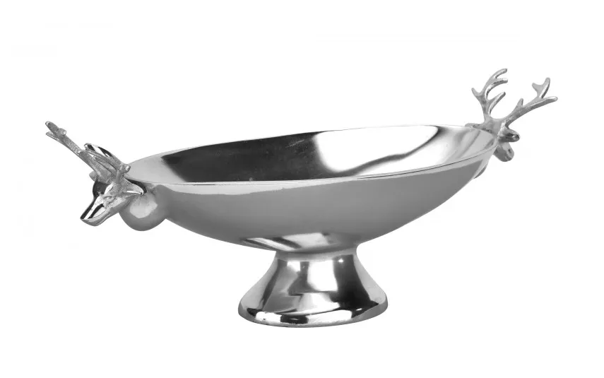 Ewax Patera dekoracyjna z Reniferami srebrna metalowa 45 cm Outlet