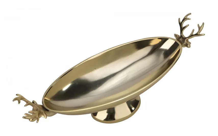 Ewax Patera dekoracyjna z Reniferami złota metalowa 34 cm Clearance