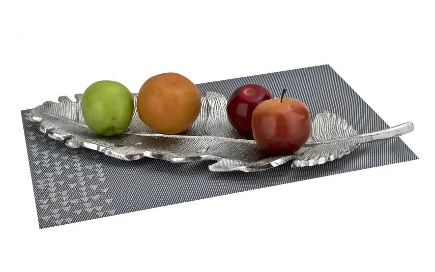 Art-Pol Patera metalowa srebrna liść 49 cm Online