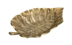 Dekor Pap Patera metalowa złoty liść 23cm Clearance