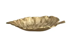 Dekor Pap Patera metalowa złoty liść 23cm Clearance