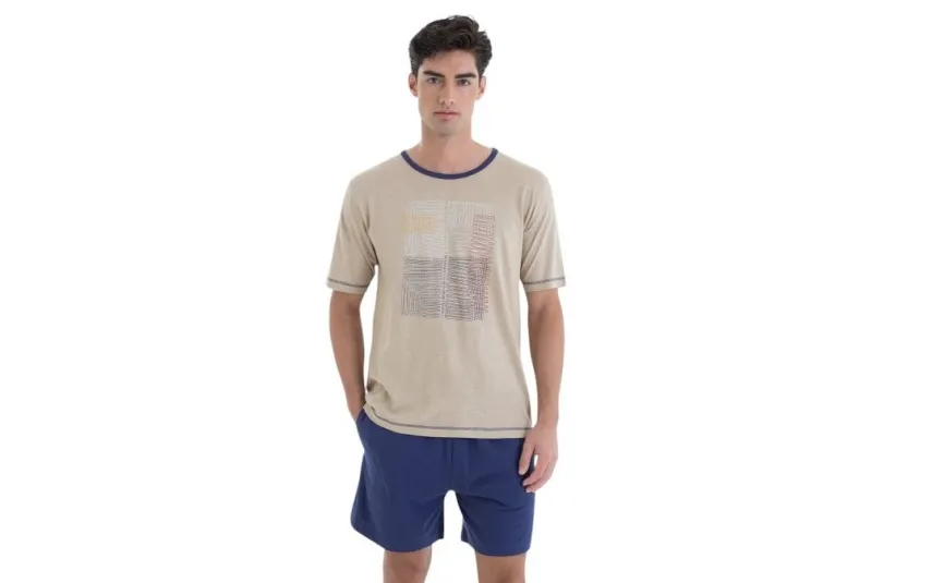 Massana Homewear Piżama męska bawełniana rozm. XXL Gent L251301 beżowa Online