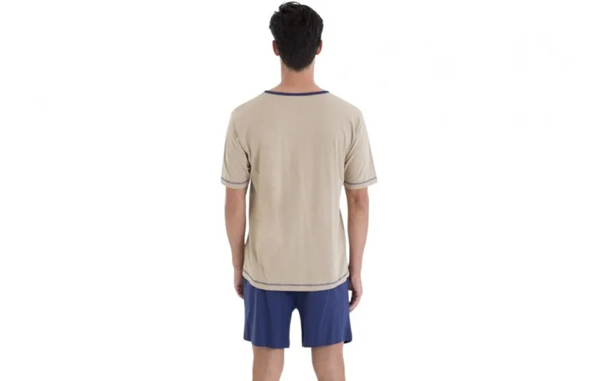 Massana Homewear Piżama męska bawełniana rozm. S Gent L251301 beżowa Fashion