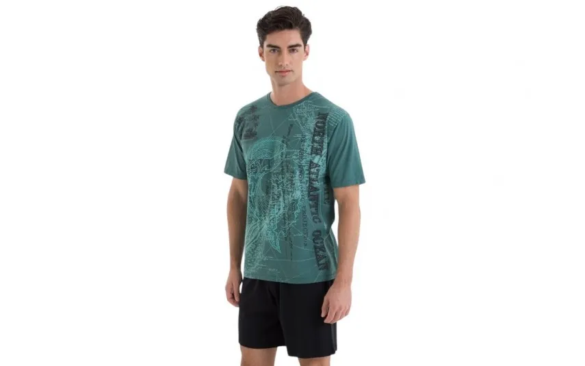 Massana Homewear Piżama męska bawełniana rozm. XL Gent L251308 zielona Outlet