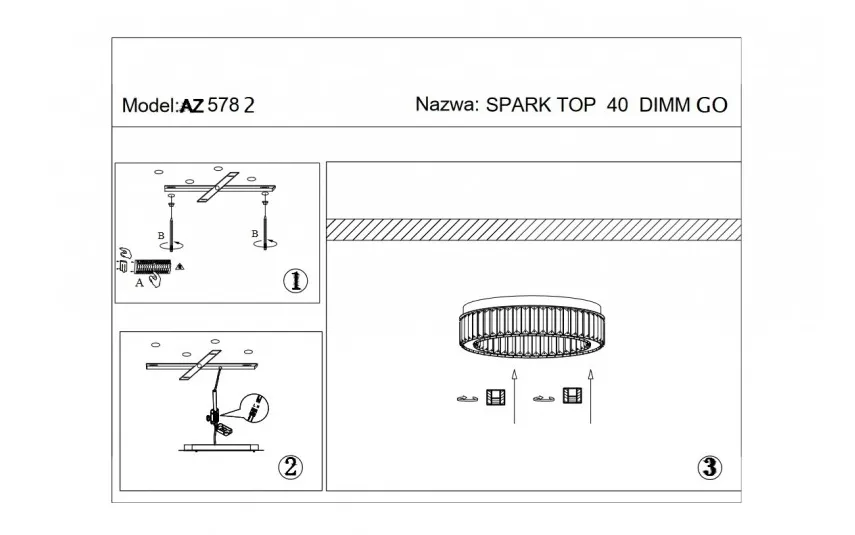 Azzardo Plafon kryształowy SPARK TOP 40 DIMM 5782 gold Outlet