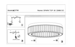 Azzardo Plafon kryształowy SPARK TOP 80 DIMM gold 5786 Fashion