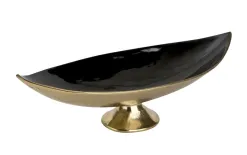 Ewax Półmisek dekoracyjny duży 51 cm czarno-złoty metalowy Outlet