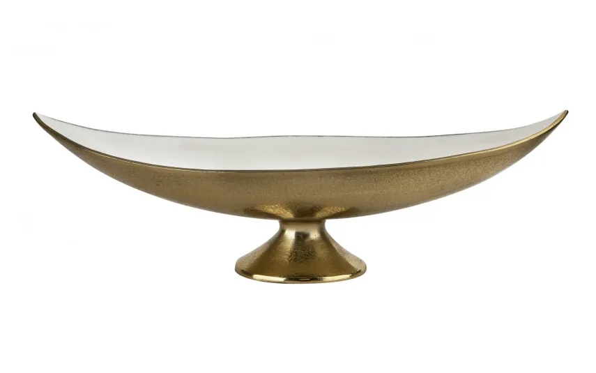 Ewax Półmisek dekoracyjny duży 51 cm biało-złoty metalowy Sale