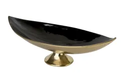 Ewax Półmisek dekoracyjny duży 51 cm czarno-złoty metalowy Outlet
