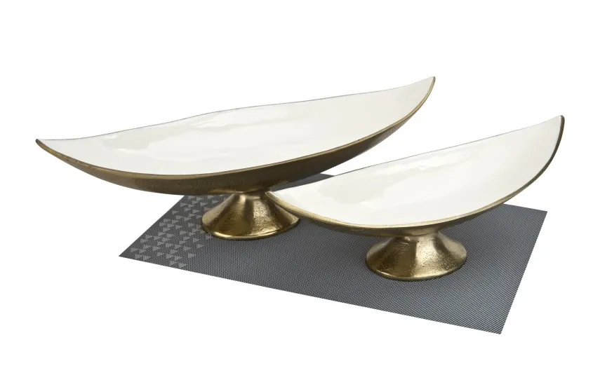 Ewax Półmisek dekoracyjny duży 51 cm biało-złoty metalowy Sale