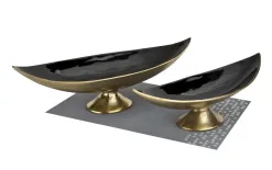Ewax Półmisek dekoracyjny duży 51 cm czarno-złoty metalowy Outlet