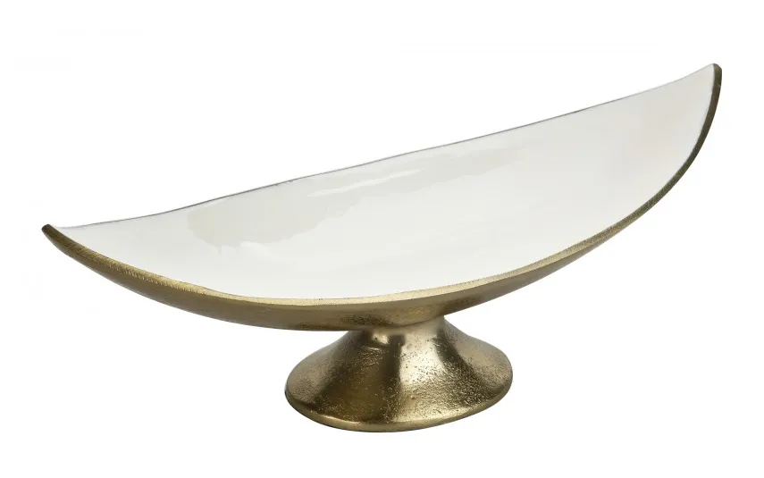 Ewax Półmisek dekoracyjny mały 41 cm biało-złoty metalowy Clearance