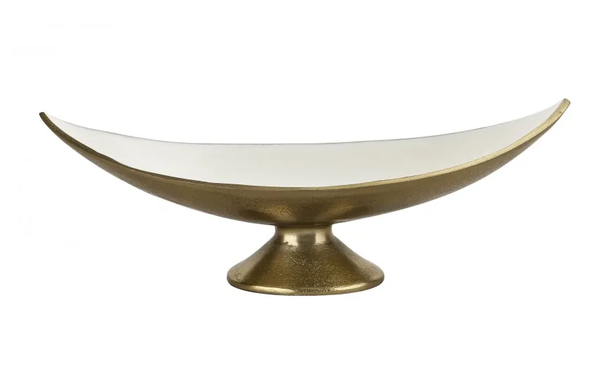 Ewax Półmisek dekoracyjny mały 41 cm biało-złoty metalowy Clearance
