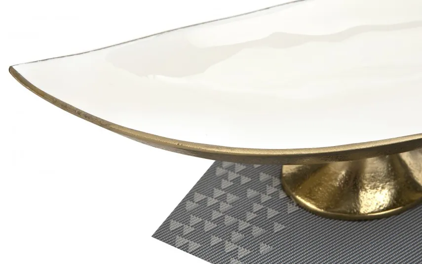 Ewax Półmisek dekoracyjny mały 41 cm biało-złoty metalowy Clearance