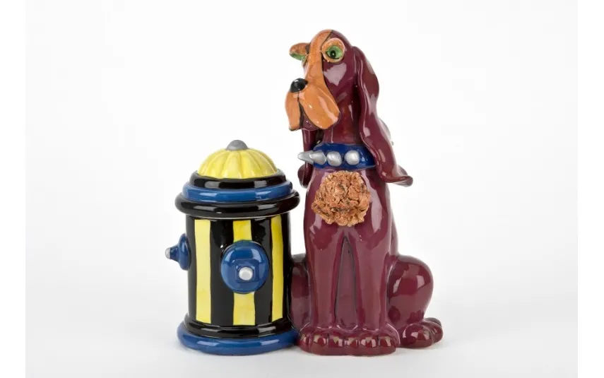 Witek Home Pojemnik ceramiczny Pies czerwony przy hydrancie Online