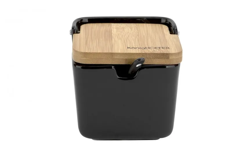 KingHoff Pojemnik z łyżeczką 270 ml czarny Outlet