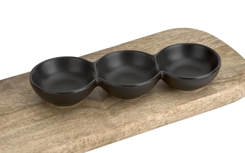 MPLCo Porcelanowa Miseczka 3-częściowa do Dipów i Sosów Czarna Discount