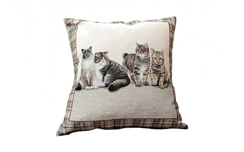 Artica Poszewka dekoracyjna 45x45 cm Koty Krata Fashion