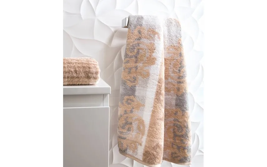 Cawo Frottier Ręcznik bawełniany 80x150 cm Cashmere Jacquard Piasek Outlet