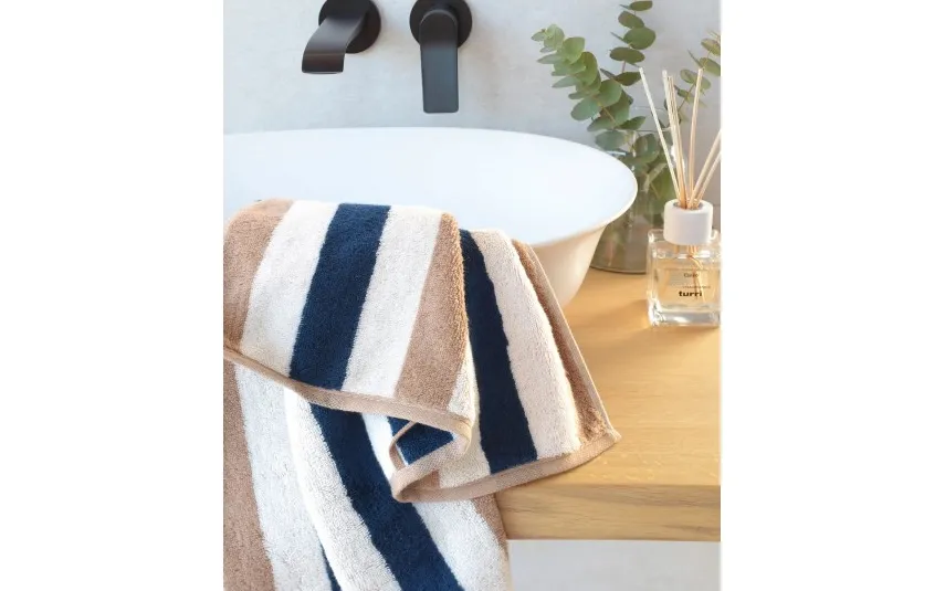 Cawo Frottier Ręcznik bawełniany 50x100 cm Coast Repeat 6214 Navy Natur 31 Online