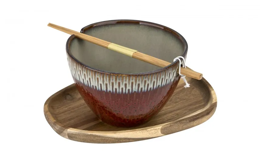 MPLCo Salaterka 700 ml + pałeczki Noodle Ombres Deep Red Outlet