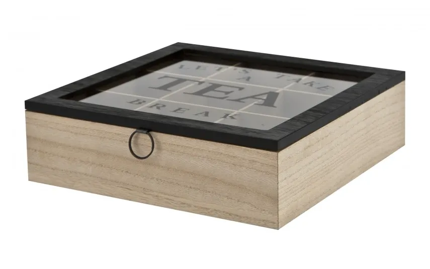 MPLCo Skrzynka na herbatę 24x24 cm czarno-brązowa Discount