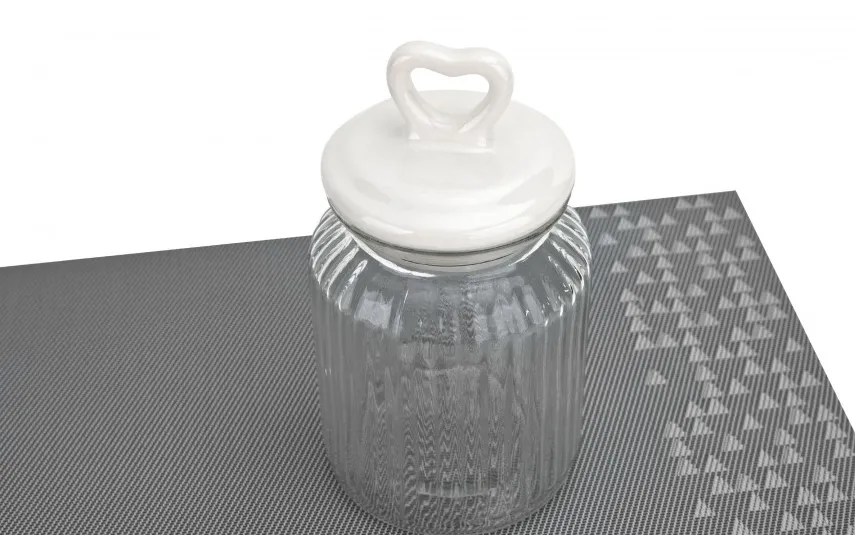 Tadar Słoik z pokrywką ceramiczną Serce 1 L okrągły New