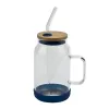 Vialli Design Słoik ze słomką 600 ml Fuori granatowy Fashion