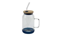 Vialli Design Słoik ze słomką 600 ml Fuori granatowy Fashion