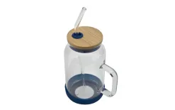 Vialli Design Słoik ze słomką 600 ml Fuori granatowy Fashion