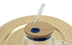 Vialli Design Słoik ze słomką 600 ml Fuori granatowy Fashion