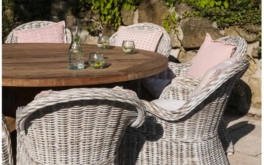 Vimine Stół ogrodowy teak BORDEAUX ⌀170cm Clearance