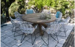Vimine Stół ogrodowy teak BORDEAUX ⌀170cm Clearance