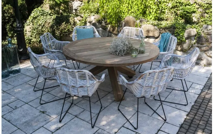 Vimine Stół ogrodowy teak BORDEAUX ⌀170cm Clearance