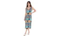 Massana Homewear Sukienka plażowa midi rozm. L Bluish L257426 bez rękawów New