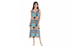 Massana Homewear Sukienka plażowa midi rozm. L Bluish L257426 bez rękawów New