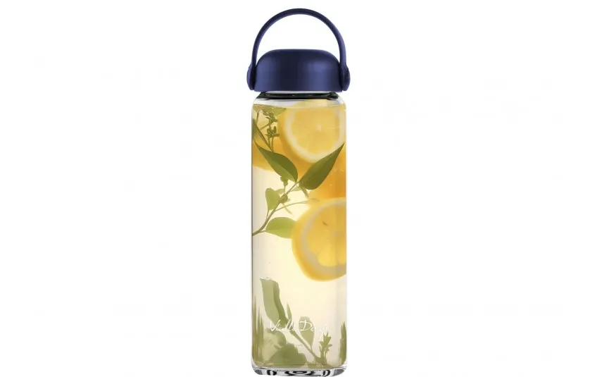 Vialli Design Szklana butelka na wodę 540 ml Fuori granatowa Sale