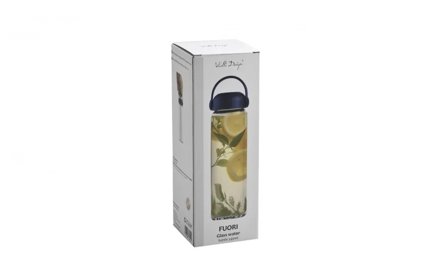 Vialli Design Szklana butelka na wodę 540 ml Fuori czarna Sale