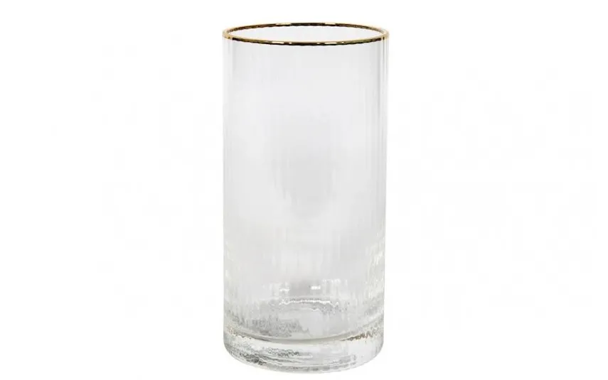MPLCo Szklanka do drinków 450 ml wysoka ryflowana Rim Gold Outlet