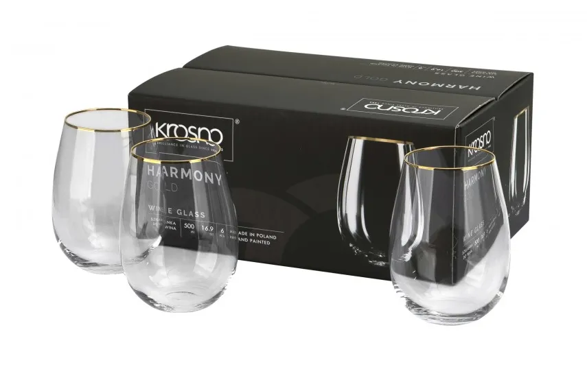 Krosno Szklanka do wina 500 ml Harmony Gold Discount