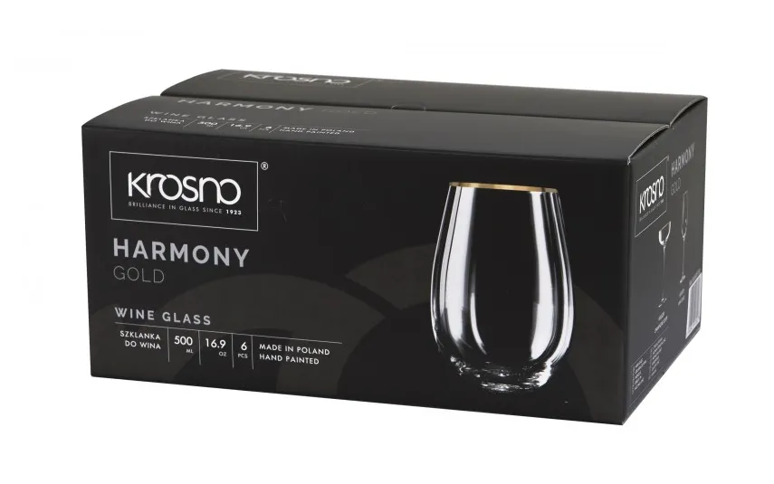 Krosno Szklanka do wina 500 ml Harmony Gold Discount