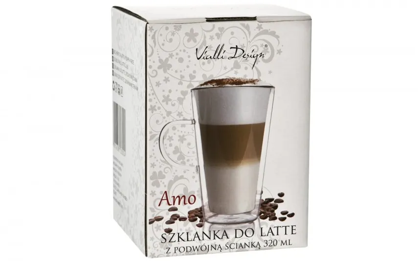 Vialli Design Szklanka termiczna do latte 320 ml z podwójną ścianką Amo New